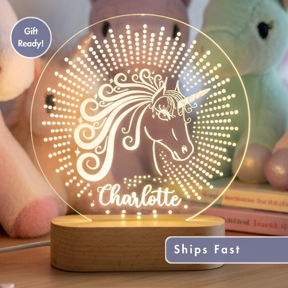 Unicorn Custom Name Light • Personalized LED Cloud Decor • Kids Gift - Picture 1 of 8